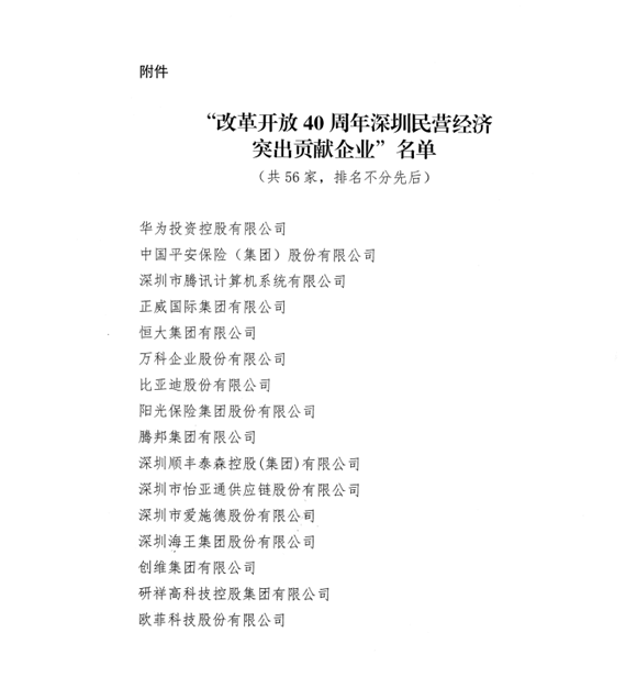 喜讯，GA黄金甲供应链荣获“改革开放40周年深圳民营经济突出贡献企业”称号  